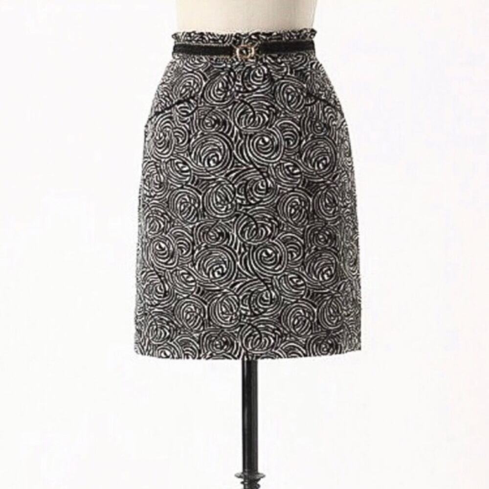 Anthropologie Elevenses Black/White Rose Skirt
